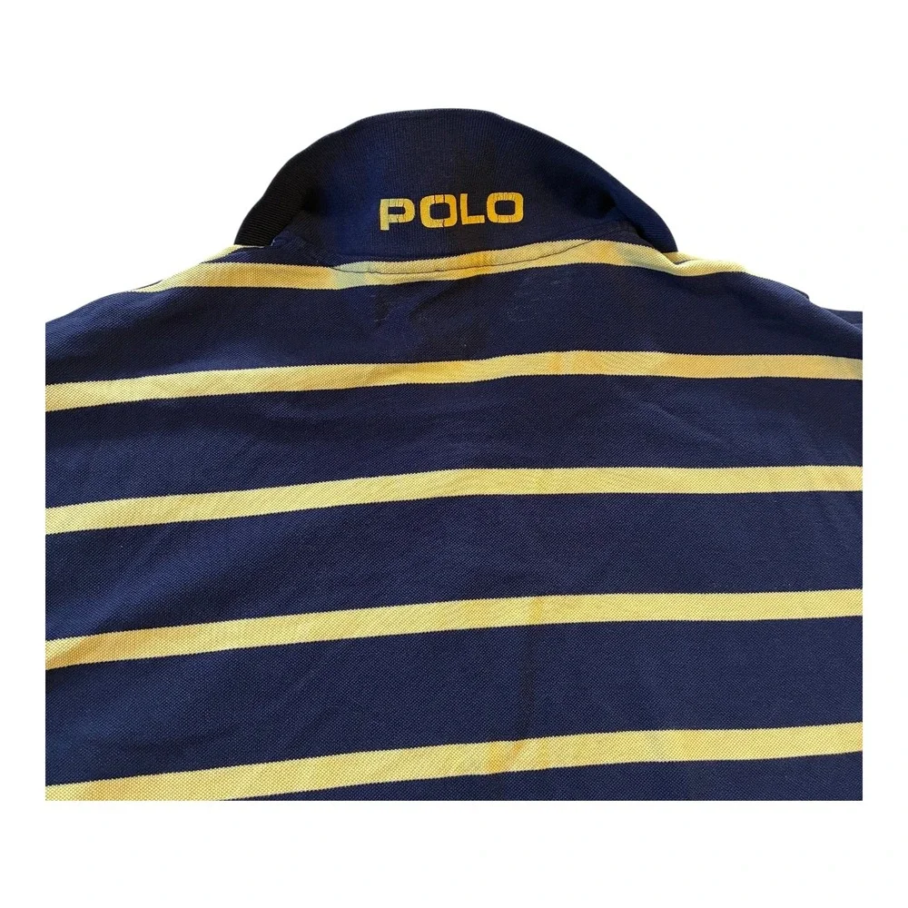 Polo Golf‎ Ralph Lauren Striped Polo Shirt Mens L Yellow Blue Golfing